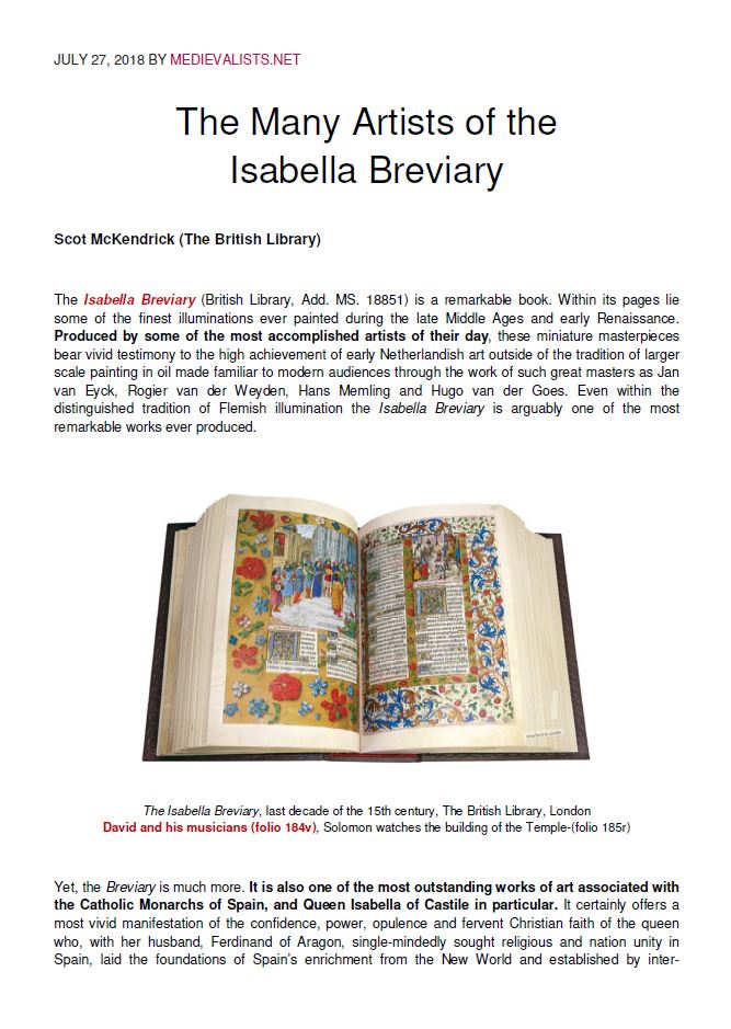 The Many Artists of the Isabella Breviary